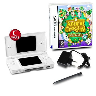 DS Lite Handheld Konsole weiss #71C + Kabel + Spiel Animal Crossing Wild World