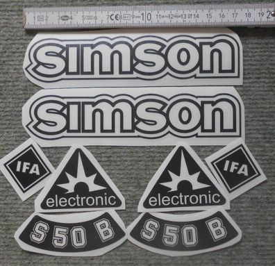 Aufkleber Simson S50B, S85B, Schwarz transp HG, IFA, electronicTank, Seitendeckel