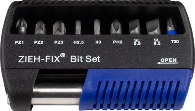ZIEH-FIX® Bit-Satz, 1/4", 9Bits mit Schnellwechselhalter