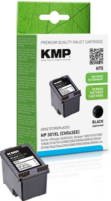 KMP H75 schwarz Tintenpatrone ersetzt HP Officejet/ Deskjet HP301XL (CH563EE)
