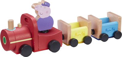 Peppa Wutz Holz Spielzeug - Eisenbahn (mit Opa Wutz Figur) Zug Holzeisenbahn Pig