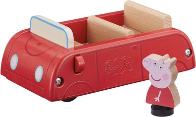 Peppa Wutz Holz Spielzeug - rotes Familienauto (mit Peppa Figur) Holzauto Auto