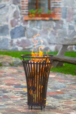 Feuerkorb Flame 76cm mit Bodenplatte Garten Feuerstelle Kamin Ofen Feuerschale