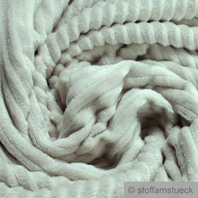 Stoff Polyester Double Minky Fleece hellbeige Streifen Soft Fleece Mole Fleece