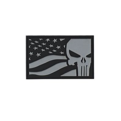 3D Rubber Patch Punisher USA flag US Police Klett Aufnäher Skull 5x8cm #37039