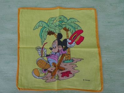 altes Stofftaschentuch Micky Maus am Strand Disney