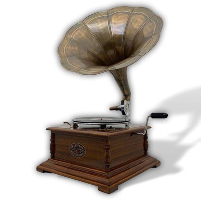 Grammophon Gramophone Dekoration Trichter Grammofon Messing Antik-Stil X03