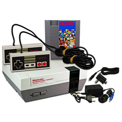 Original NES Konsole + 2 Controller + KABEL + SPIEL DR X MARIO - Nintendo ES