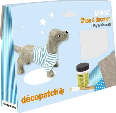 Décopatch KIT026C Bastel Set Pappmaché Mini Dackel (ideal für Kinder, 19 x 13,5 x ...