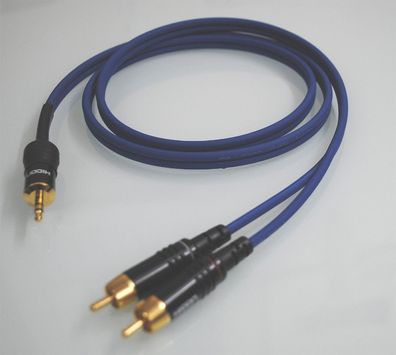 Sommercable -Onyx 2025- Adapterkabel - 2x Cinch auf 1x Klinke 3,5mm - Blau