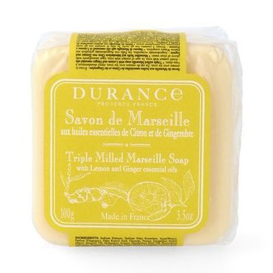 Durance Marseiller Seife mit ätherischen Ölen von Zitrone und Ingwer 100 gr Tradit...