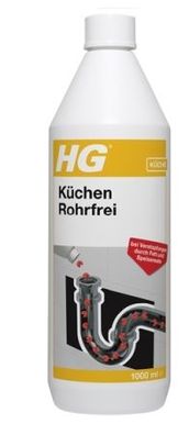 HG Küchen Rohrfrei 1 Liter wirksamer, natürlicher Abflussreiniger für die Küche N
