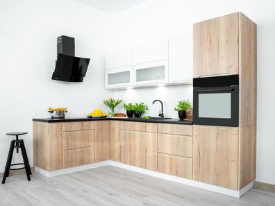 Grifflose Eckküche Küchenzeile in L-Form ZOYA 290x170 cm, 9-tlg, mit 7 Schubladen