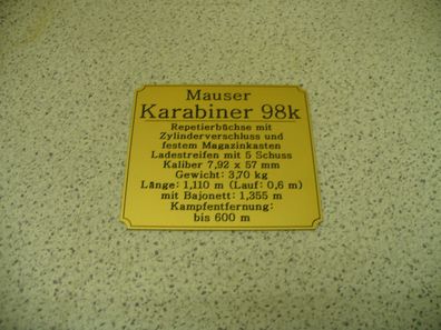 Namensschild für Modellständer oder Diorama - Karabiner 98k