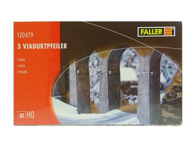 Modellbahn Brücken Viaduktpfeiler 3 Stück, Faller H0 120479 neu OVP