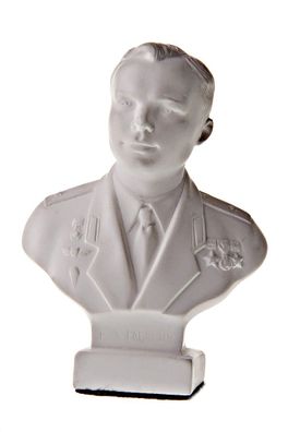 Sowjetischer russischer Kosmonaut Juri Gagarin Marmor Büste Statue Skulptur 11 cm