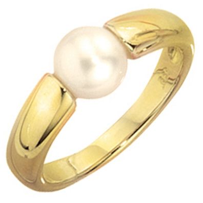 Damen Ring 333 Gold Gelbgold 1 Süßwasser Perle Goldring Perlenring Gelbgoldring.