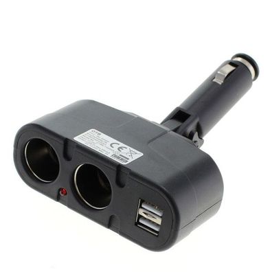 OTB - KFZ-Adapter / Verteiler Zigarettenanzünder - Stecker auf 2x Kupplung + USB