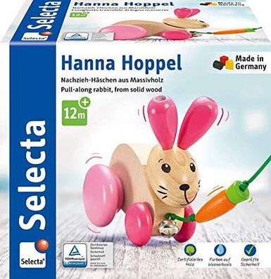 Selecta 62023 Hanna Hoppel Nachzieh Hase Schiebespielzeug Holzspielzeug 13 cm