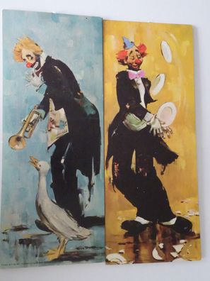 alte Bilder Rico Tomaso nr 227 & 228 Creative Manor Galeries Clown ca 38x15cm DAC NY