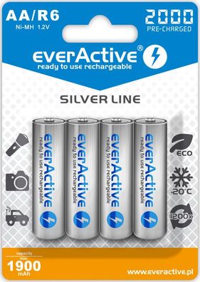 everActive AA Mignon Ni-MH 2000mAh ready to use Professional Line 4er Pack