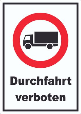 Durchfahrt verboten LKW Symbol Aufkleber