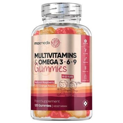Multivitamin Gummibärchen für Kinder-Mit Omega 3,6,9, Jod & Zink-120 Vitamin Gummies