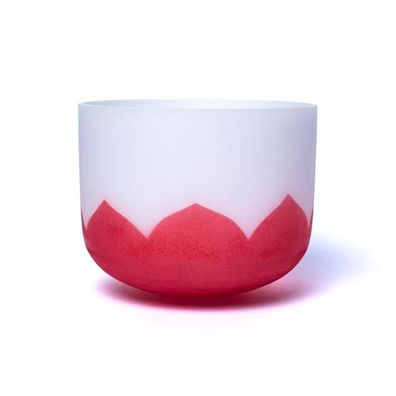 Kristallklangschale Lotus &Oslash; 20 cm Chakra 1 rot C-Ton 432 Hz Ring + Schlägel