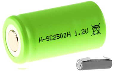 Mexcel Akku Sub-C 1,2V / 2500mAh NS2500SCHT Hochtemperatur Lötfahne U