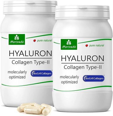 MoriVeda® BioCell ® 120 Hyaluronsäure Collagen-II Kapseln-1000mg Kollagen/ Tag (2x60)