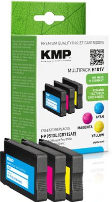 KMP Multipack H101V cyan, magenta, gelb Tintenpatronen ersetzen HP Officejet Pro ...
