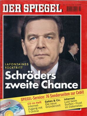 Der Spiegel Nr. 11 / 1999 Schröders zweite Chance - Lafontains Rücktritt