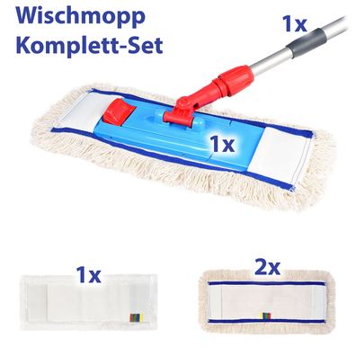 Wischmopp-Set | 40 cm oder 50 cm | 3 Möppe | Magnet-Mopphalter | Teleskopstiel