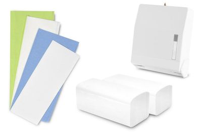 Set Funny Papierhandtuchspender AG-503 weiß + Papierhandtücher nach Wahl