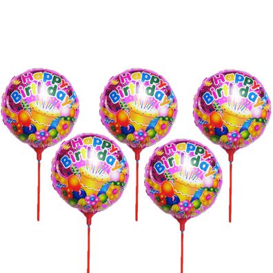 5x Folienballon Happy Birthday Heliumballon Geburtstag Kindergeburtstag Rosa