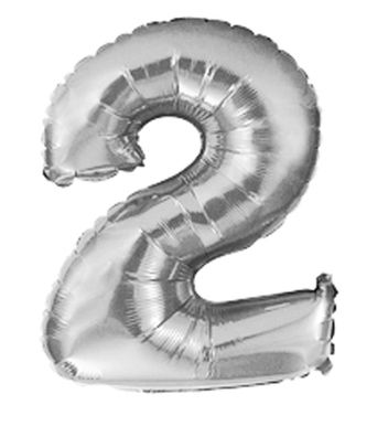 Folienballon Zahl 2 Nummer Luftballon Kindergeburtstag Geburtstag Silber 92x60