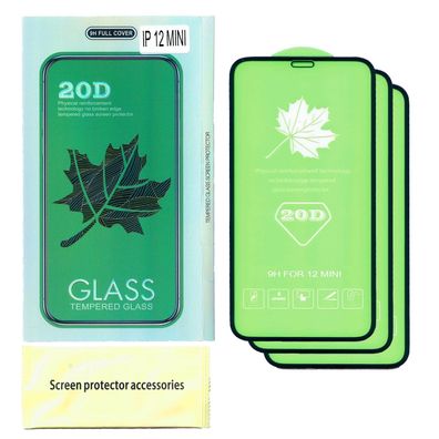 3x 20D Displayschutzglas für iPhone 12 Mini tempered glass Schutzglas 9H Schutzfol...