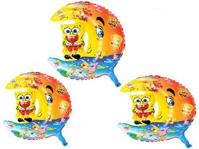 3X Folienballon SpongeBob Schwammkopf Mond Heliumballon Luftballon Moon