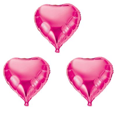 3x Folienballon Herz Luftballon Heliumballon Kindergeburtstag Valetinestag Rosa
