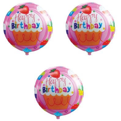 3x Folienballon Happy Birthday Geburtstag Kindergeburtstag Heliumballon