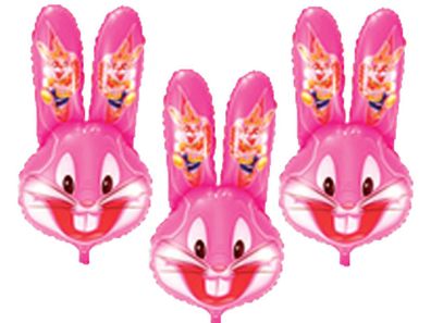 3 X Folienballon Bugs Bunny Hase Kaninchen Heliumballon Luftballon Rosa