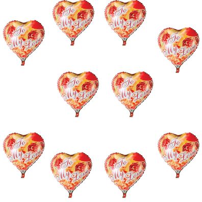 10x Folienballon Herz Heliumballon Liebe Love Valentinstag Geburtstag