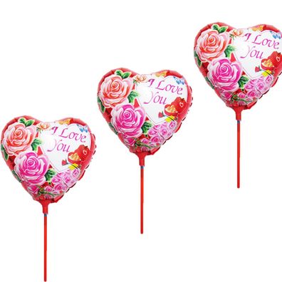 3x Folienballon Herz Heliumballon Geburtstag Valentinestag "i love you" Ludtballon
