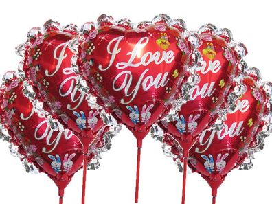 5x Folienballon Herz Heliumballon Liebe Valentinestag "i love you" Luftballon