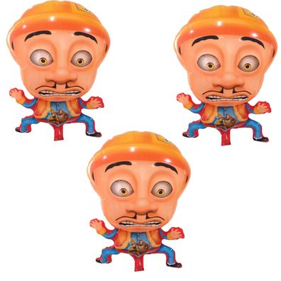 3x Folienballon Boonie Bears Man Heliumballon Luftballon Kindergeburtstag Rosa