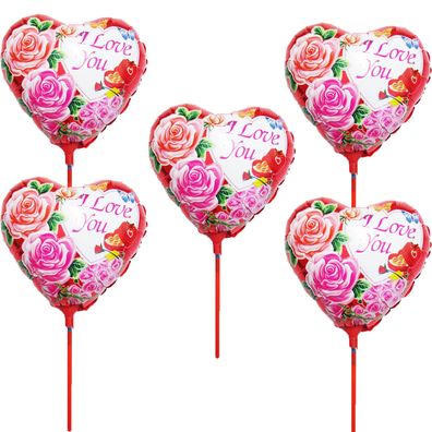 5x Folienballon Herz Heliumballon Geburtstag Valentinestag "i love you" Ludtballon