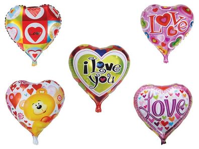 Folienballon Set 5 X Herz Liebe Heliumballon Luftballon Valentinestag Bunt