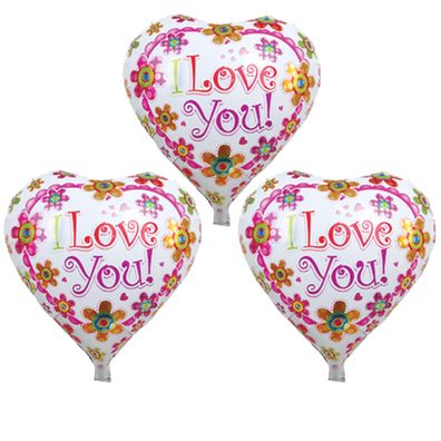 3x Folienballon Herz Love Liebe Heliumballon Valentinstag Geburtstag
