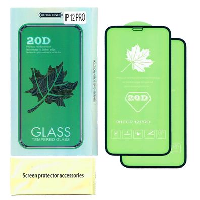 2x 20D Displayschutzglas für iPhone 12 / 12 Pro tempered glass Schutzglas 9H Schut...