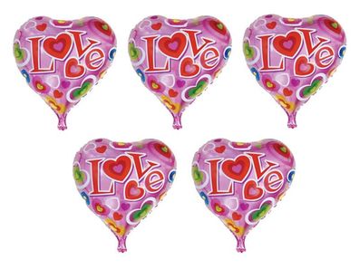 5x Folienballon Herz Heliumballon Liebe Luftballon Valentinstag Geburtstag